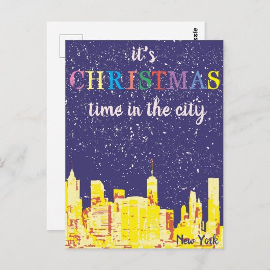 Modern Elegant New York City Skyline Wenskaart Briefkaart (Voorkant / Achterkant)