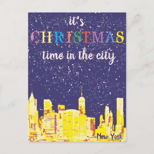 Modern Elegant New York City Skyline Wenskaart Briefkaart (Voorkant)