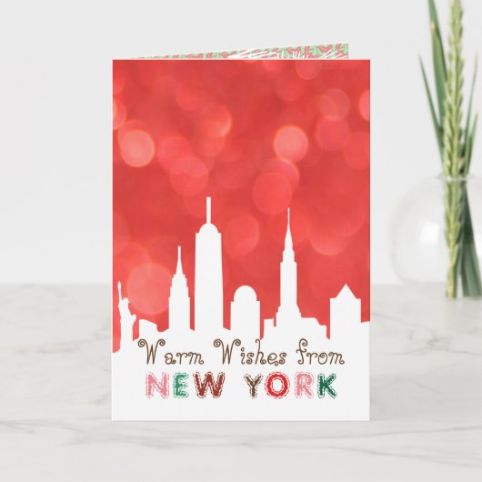 Modern Elegant New York City Skyline Wenskaart Feestdagen Kaart (Voorkant)