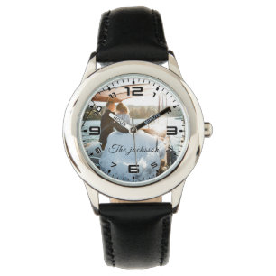 Modern Elegant Newly Wed Wedding Photo Jubileum Horloge