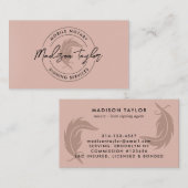 Modern Elegant Notaris Loan Agent Roos Gold Quill Visitekaartje (Voorkant / Achterkant)