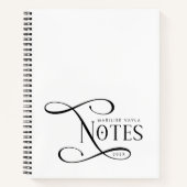 Modern Elegant Notes Personalized Black White  Notitieboek (Voorkant)