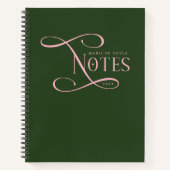 Modern Elegant Notes Personalized Green Pink Notitieboek (Voorkant)