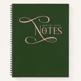 Modern Elegant Notes Personalized Green Pink Notitieboek