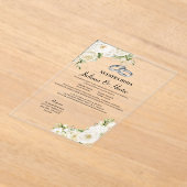 Modern Elegant Nuestra Boda White Floral Wedding Acryl Uitnodigingen (Laagn)