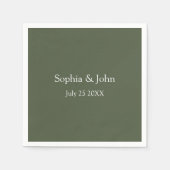 Modern Elegant Olijf Groen Bruiloft Papier Servet (Voorkant)
