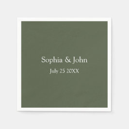 Modern Elegant Olijf Groen Bruiloft Papier Servet