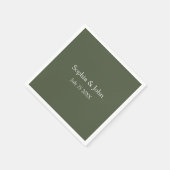 Modern Elegant Olijf Groen Bruiloft Papier Servet (Hoek)