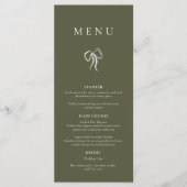 Modern Elegant Olijfgroen Trouwdiner Menu (Voorkant)