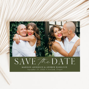 Modern Elegant Olive Green 2 foto Save The Date
