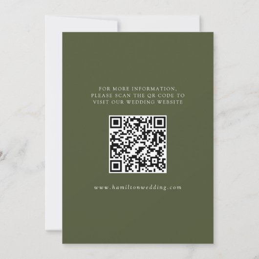 Modern Elegant Olive Green 3 foto QR-code Save The Date (Achterkant)