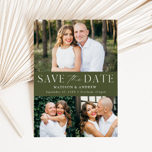Modern Elegant Olive Green 3 foto Save The Date