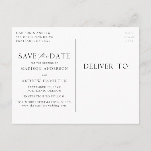 Modern Elegant Olive Green 3 Foto Save the Date Aankondigingskaart (Achterkant)