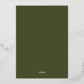 Modern Elegant Olive Green Couple's Douche Folie Uitnodiging (Achterkant)
