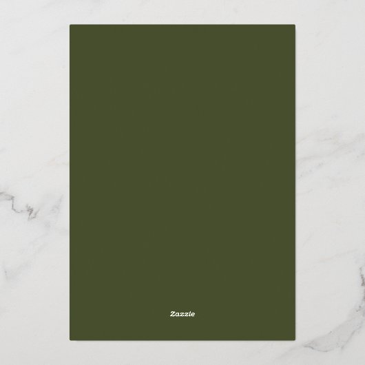 Modern Elegant Olive Green Couple's Douche Folie Uitnodiging (Achterkant)