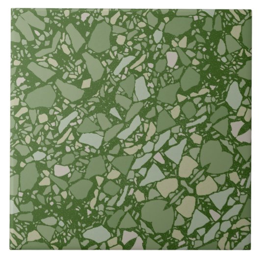Modern Elegant Olive Green Terrazzo Effect Tegel Tegeltje (Voorkant)