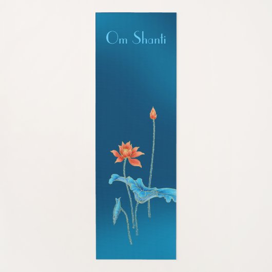 Modern Elegant Om Shanti Peace Blue Lotus Yoga Mat (Voorkant)