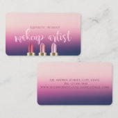 Modern Elegant Ombre, Lipsticks, Makeup Artist Visitekaartje (Voorkant / Achterkant)