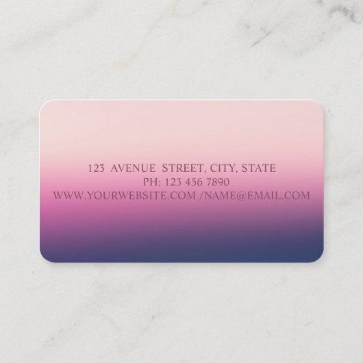 Modern Elegant Ombre, Lipsticks, Makeup Artist Visitekaartje (Achterkant)