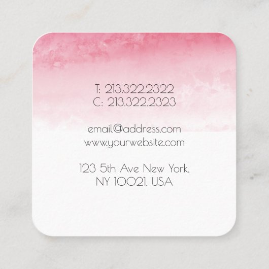 Modern Elegant Ombre Red Waterverf Abstract Vierkante Visitekaartje (Achterkant)