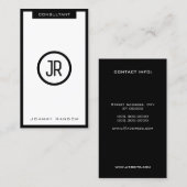 Modern elegant omlijnd minimalisme zwart visitekaartje (Voorkant / Achterkant)