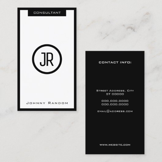 Modern elegant omlijnd minimalisme zwart visitekaartje (Voorkant / Achterkant)