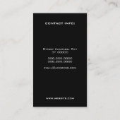Modern elegant omlijnd minimalisme zwart visitekaartje (Achterkant)