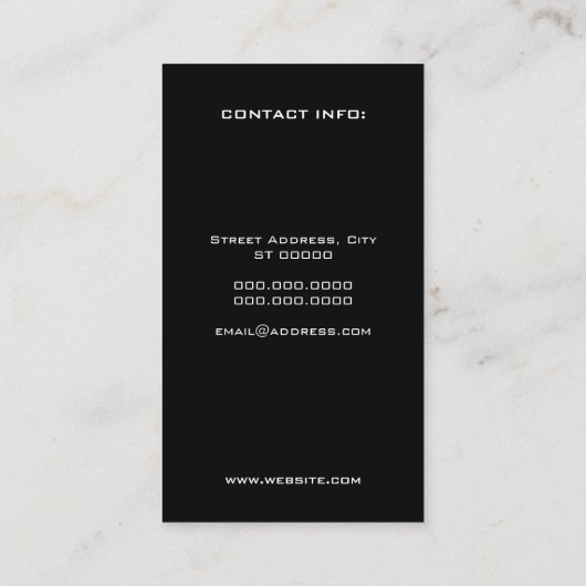 Modern elegant omlijnd minimalisme zwart visitekaartje (Achterkant)