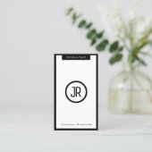 Modern elegant omlijnd minimalisme zwart visitekaartje (Staand voorkant)