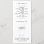 Modern Elegant Order of Service / Wedding Programmakaart (Achterkant)