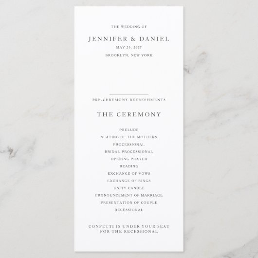 Modern Elegant Order of Service / Wedding Programmakaart (Voorkant)