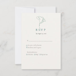 Modern Elegant Outlined Botanical Emerald RSVP Kaartje