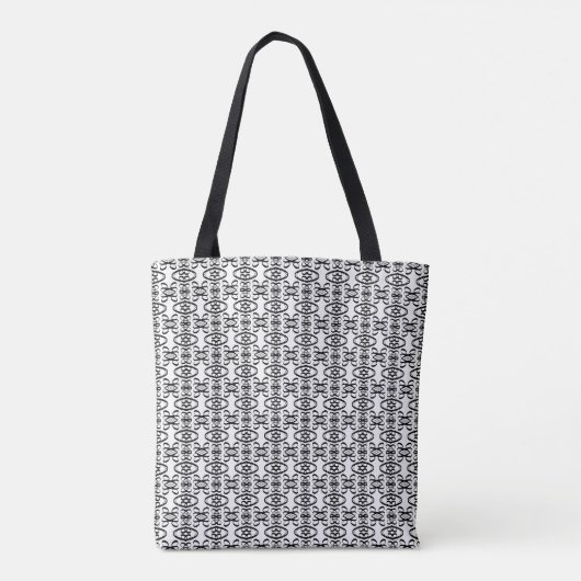 Modern elegant ovaal zwart-wit patroon tote bag (Achterkant)