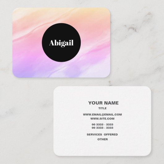 Modern Elegant Ovale Waterverf Visitekaartje (Voorkant / Achterkant)