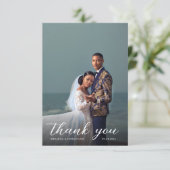Modern Elegant Overlay Script 2 volledige foto bru Bedankkaart (Staand voorkant)