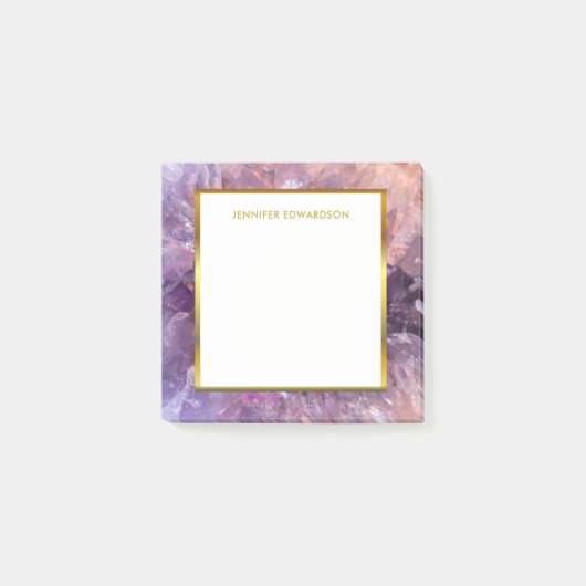 Modern elegant paars amethyst geode monogram post-it® notes (Voorkant)