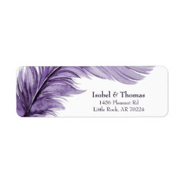Modern Elegant Paars Boho Feather Return Address Etiket