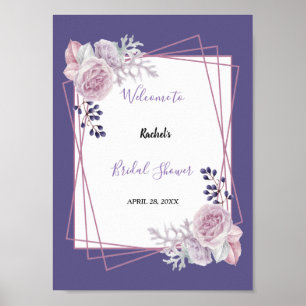 Modern elegant paars-Floral-Vrijgezellenfeest Poster