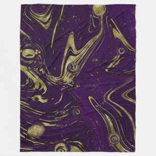 Modern Elegant Paars & Gold Marble Swirl   Fleece Deken