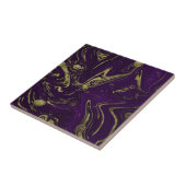 Modern Elegant Paars & Gold Marble Swirl  Tegeltje (Zijkant)