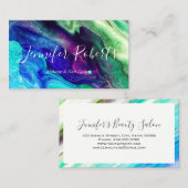 Modern Elegant Paars Green Marble Makeup Artist Visitekaartje (Voorkant / Achterkant)