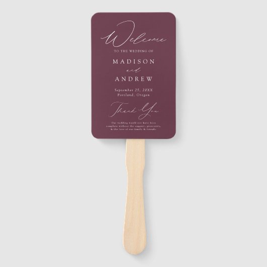 Modern Elegant Paarse bruiloft programma Handwaaier (Voorkant)