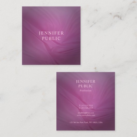 Modern Elegant Paarse Eenvoudige Sjabloon Professi Vierkante Visitekaartje (Voorkant / Achterkant)