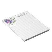 Modern Elegant Paarse Floral Waterverf Desk Notitieblok (Schuin)