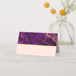 Modern Elegant Paarse & Gouden Abstract Marmer Plaatskaartje