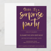 Modern Elegant Paarse Gouden Verrassingsverjaardag Kaart (Voorkant / Achterkant)