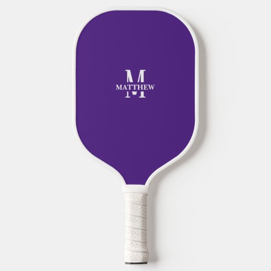 Modern Elegant Paarse Initiaal en naam Pickleball Paddle (Voorkant)