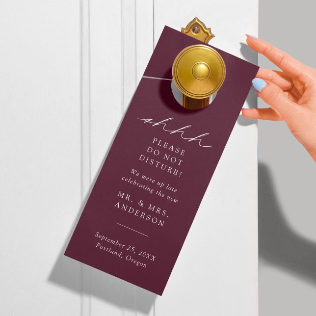 Modern Elegant Paarse niet storen bruiloft Deurhanger (Creator heeft geüpload)