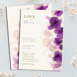 Modern Elegant Paarse Orchids Love in Bloom Bridal Kaart