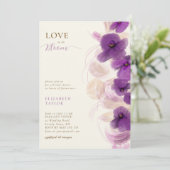 Modern Elegant Paarse Orchids Love in Bloom Bridal Kaart (Staand voorkant)